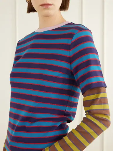 Staud Dillon Layered Striped Stretch Cotton-jersey T-shirt | Thumbnail 5 Staud Dillon Layered Striped Stretch Cotton-jersey T-shirt | Thumbnail 5