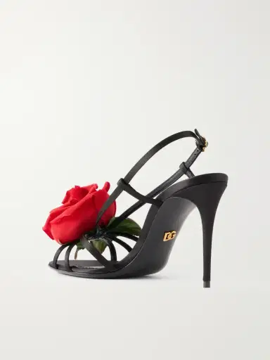 Dolce & Gabbana Floral-appliqué Satin Sandals | Thumbnail 3 Dolce & Gabbana Floral-appliqué Satin Sandals | Thumbnail 3