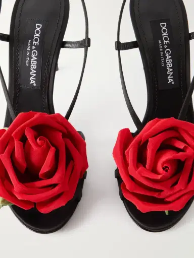 Dolce & Gabbana Floral-appliqué Satin Sandals | Thumbnail 5 Dolce & Gabbana Floral-appliqué Satin Sandals | Thumbnail 5