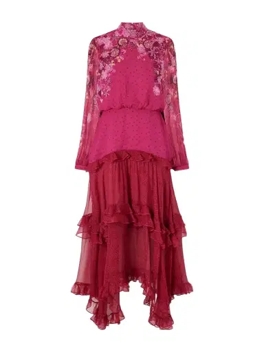 Saloni Jolie-c Asymmetric Tiered Floral-print Silk-georgette Maxi Dress | Thumbnail 1 Saloni Jolie-c Asymmetric Tiered Floral-print Silk-georgette Maxi Dress | Thumbnail 1