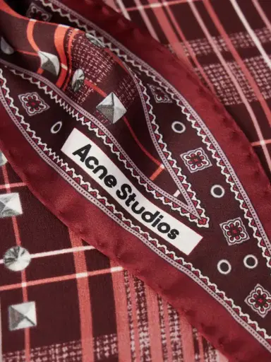 Acne Studios Checked Silk-satin Scarf | Thumbnail 3 Acne Studios Checked Silk-satin Scarf | Thumbnail 3