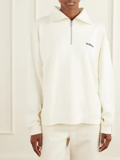 Frame + Sotheby's Cotton-jersey Half-zip Sweatshirt | Thumbnail 3 Frame + Sotheby's Cotton-jersey Half-zip Sweatshirt | Thumbnail 3