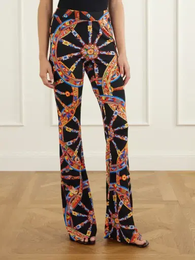 Dolce & Gabbana Organza Carretto Printed Flared Crepe Pants | Thumbnail 3 Dolce & Gabbana Organza Carretto Printed Flared Crepe Pants | Thumbnail 3