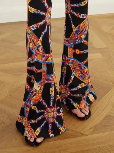 Dolce & Gabbana Organza Carretto Printed Flared Crepe Pants | Thumbnail 5 Dolce & Gabbana Organza Carretto Printed Flared Crepe Pants | Thumbnail 5