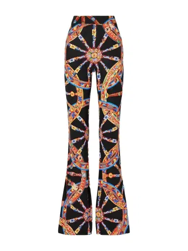 Dolce & Gabbana Organza Carretto Printed Flared Crepe Pants | Thumbnail 1 Dolce & Gabbana Organza Carretto Printed Flared Crepe Pants | Thumbnail 1