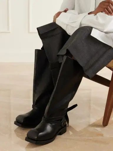 Our Legacy High Engine Tie-embellished Leather Knee Boots | Thumbnail 2 Our Legacy High Engine Tie-embellished Leather Knee Boots | Thumbnail 2