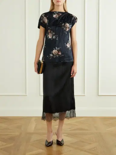 Erdem Asymmetric Draped Floral-print Metallic Crinkled-satin Blouse | Thumbnail 2 Erdem Asymmetric Draped Floral-print Metallic Crinkled-satin Blouse | Thumbnail 2