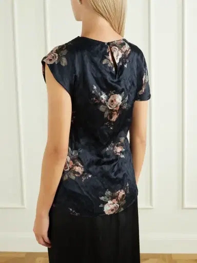 Erdem Asymmetric Draped Floral-print Metallic Crinkled-satin Blouse | Thumbnail 3 Erdem Asymmetric Draped Floral-print Metallic Crinkled-satin Blouse | Thumbnail 3