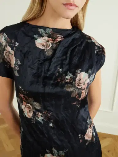 Erdem Asymmetric Draped Floral-print Metallic Crinkled-satin Blouse | Thumbnail 4 Erdem Asymmetric Draped Floral-print Metallic Crinkled-satin Blouse | Thumbnail 4