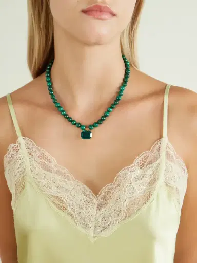 Jennifer Behr Sidonie Gold-tone Malachite And Crystal Necklace | Thumbnail 2 Jennifer Behr Sidonie Gold-tone Malachite And Crystal Necklace | Thumbnail 2