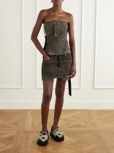 Rick Owens Drkshdw Paneled Frayed Stretch-denim Top | Thumbnail 2 Rick Owens Drkshdw Paneled Frayed Stretch-denim Top | Thumbnail 2