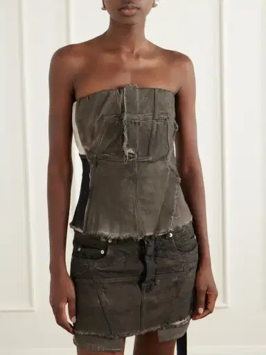 Rick Owens Drkshdw Paneled Frayed Stretch-denim Top | Thumbnail 3 Rick Owens Drkshdw Paneled Frayed Stretch-denim Top | Thumbnail 3