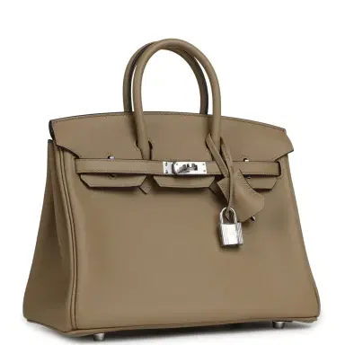 HERMÈS Hermes Birkin 25 Eclat Beige Marfa, Gris Pale Swift Palladium Hardware | Thumbnail 2 HERMÈS Hermes Birkin 25 Eclat Beige Marfa, Gris Pale Swift Palladium Hardware | Thumbnail 2