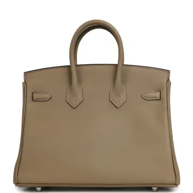 HERMÈS Hermes Birkin 25 Eclat Beige Marfa, Gris Pale Swift Palladium Hardware | Thumbnail 4 HERMÈS Hermes Birkin 25 Eclat Beige Marfa, Gris Pale Swift Palladium Hardware | Thumbnail 4