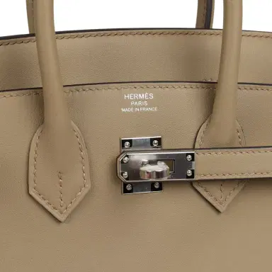 HERMÈS Hermes Birkin 25 Eclat Beige Marfa, Gris Pale Swift Palladium Hardware | Thumbnail 7 HERMÈS Hermes Birkin 25 Eclat Beige Marfa, Gris Pale Swift Palladium Hardware | Thumbnail 7