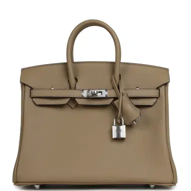 HERMÈS Hermes Birkin 25 Eclat Beige Marfa, Gris Pale Swift Palladium Hardware | Thumbnail 1 HERMÈS Hermes Birkin 25 Eclat Beige Marfa, Gris Pale Swift Palladium Hardware | Thumbnail 1