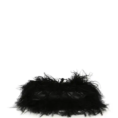 Chanel Pre-owned Chanel Medium "Tibet" Flap Bag & Mini Flap Bag Charm Black Lambskin, Goat Fur Silver Hardware | Thumbnail 6 Chanel Pre-owned Chanel Medium "Tibet" Flap Bag & Mini Flap Bag Charm Black Lambskin, Goat Fur Silver Hardware | Thumbnail 6