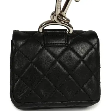 Chanel Pre-owned Chanel Medium "Tibet" Flap Bag & Mini Flap Bag Charm Black Lambskin, Goat Fur Silver Hardware | Thumbnail 8 Chanel Pre-owned Chanel Medium "Tibet" Flap Bag & Mini Flap Bag Charm Black Lambskin, Goat Fur Silver Hardware | Thumbnail 8