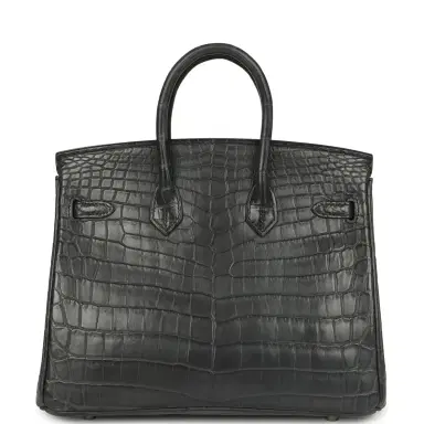 HERMÈS Pre-owned Hermes Birkin 25 Plomb Matte Niloticus Crocodile Palladium Hardware | Thumbnail 4 HERMÈS Pre-owned Hermes Birkin 25 Plomb Matte Niloticus Crocodile Palladium Hardware | Thumbnail 4