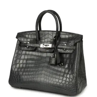 HERMÈS Pre-owned Hermes Birkin 25 Plomb Matte Niloticus Crocodile Palladium Hardware | Thumbnail 5 HERMÈS Pre-owned Hermes Birkin 25 Plomb Matte Niloticus Crocodile Palladium Hardware | Thumbnail 5