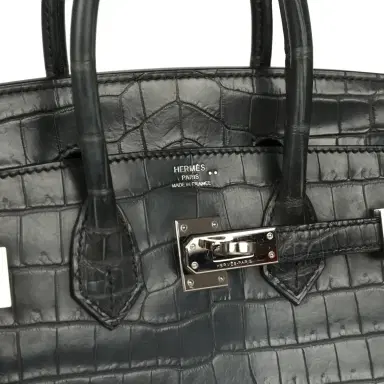 HERMÈS Pre-owned Hermes Birkin 25 Plomb Matte Niloticus Crocodile Palladium Hardware | Thumbnail 7 HERMÈS Pre-owned Hermes Birkin 25 Plomb Matte Niloticus Crocodile Palladium Hardware | Thumbnail 7