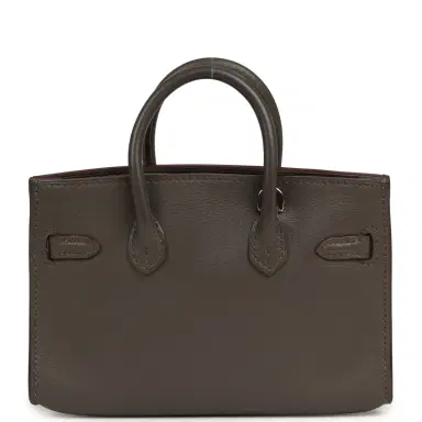 HERMÈS Pre-owned Hermes Micro Birkin 15 Etain Swift Palladium Hardware | Thumbnail 4 HERMÈS Pre-owned Hermes Micro Birkin 15 Etain Swift Palladium Hardware | Thumbnail 4