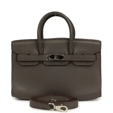 HERMÈS Pre-owned Hermes Micro Birkin 15 Etain Swift Palladium Hardware | Thumbnail 1 HERMÈS Pre-owned Hermes Micro Birkin 15 Etain Swift Palladium Hardware | Thumbnail 1