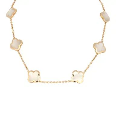 Van Cleef & Arpels Pre-owned Van Cleef & Arpels Pure Alhambra 9 Motif Necklace Mother of Pearl 18K Yellow Gold | Thumbnail 2 Van Cleef & Arpels Pre-owned Van Cleef & Arpels Pure Alhambra 9 Motif Necklace Mother of Pearl 18K Yellow Gold | Thumbnail 2
