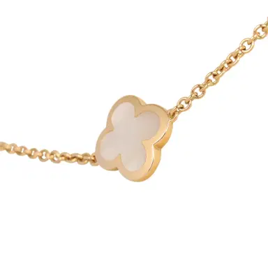 Van Cleef & Arpels Pre-owned Van Cleef & Arpels Pure Alhambra 9 Motif Necklace Mother of Pearl 18K Yellow Gold | Thumbnail 4 Van Cleef & Arpels Pre-owned Van Cleef & Arpels Pure Alhambra 9 Motif Necklace Mother of Pearl 18K Yellow Gold | Thumbnail 4