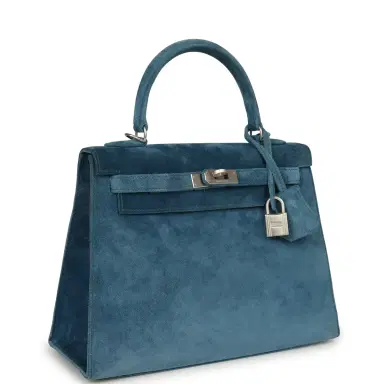 HERMÈS Vintage Hermes Kelly Sellier 25 Bleu Thalassa Doblis Brushed Palladium Hardware | Thumbnail 2 HERMÈS Vintage Hermes Kelly Sellier 25 Bleu Thalassa Doblis Brushed Palladium Hardware | Thumbnail 2