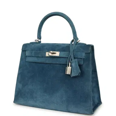 HERMÈS Vintage Hermes Kelly Sellier 25 Bleu Thalassa Doblis Brushed Palladium Hardware | Thumbnail 5 HERMÈS Vintage Hermes Kelly Sellier 25 Bleu Thalassa Doblis Brushed Palladium Hardware | Thumbnail 5