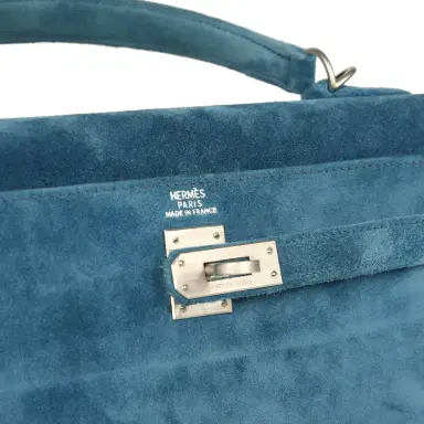 HERMÈS Vintage Hermes Kelly Sellier 25 Bleu Thalassa Doblis Brushed Palladium Hardware | Thumbnail 7 HERMÈS Vintage Hermes Kelly Sellier 25 Bleu Thalassa Doblis Brushed Palladium Hardware | Thumbnail 7