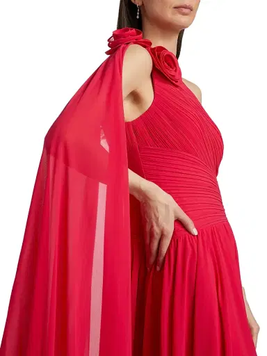 Teri Jon by Rickie Freeman Women's Pleated Chiffon One-Shoulder Gown - Fuchsia | Thumbnail 6 Teri Jon by Rickie Freeman Women's Pleated Chiffon One-Shoulder Gown - Fuchsia | Thumbnail 6