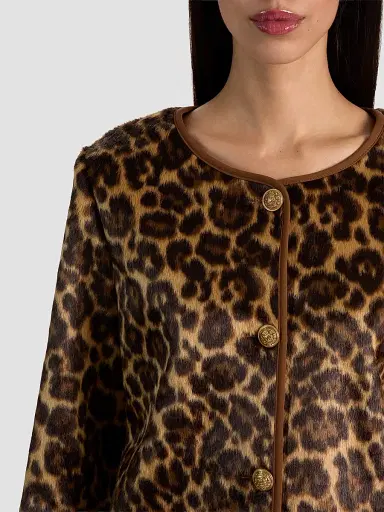 Alice + Olivia Women's Alma Leopard Print Faux-Fur Cardigan - Spotted Leopard | Thumbnail 5 Alice + Olivia Women's Alma Leopard Print Faux-Fur Cardigan - Spotted Leopard | Thumbnail 5