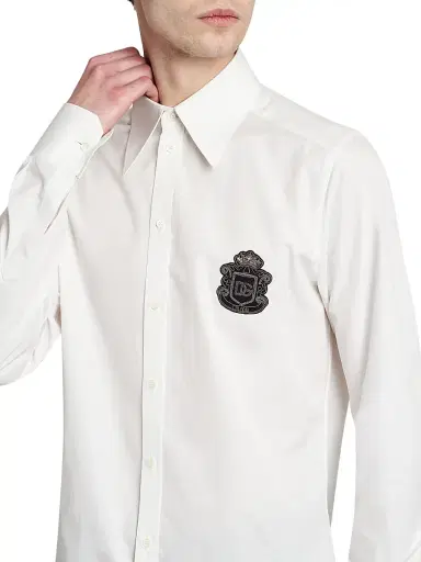 Dolce & Gabbana Men's Logo Cotton Poplin Shirt - Bianco Ottico | Thumbnail 6 Dolce & Gabbana Men's Logo Cotton Poplin Shirt - Bianco Ottico | Thumbnail 6