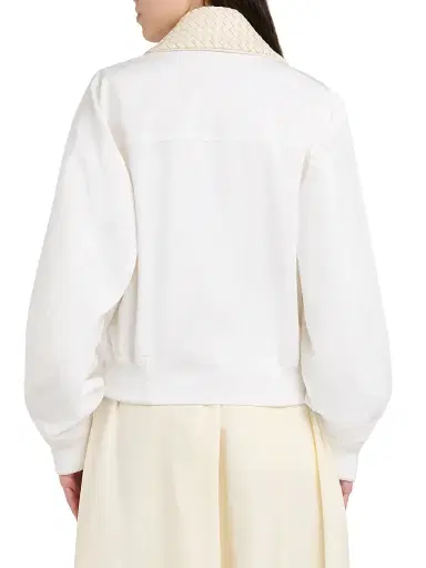 Bottega Veneta Women's Intrecciato-Collar Cotton Blouson Jacket - White | Thumbnail 5 Bottega Veneta Women's Intrecciato-Collar Cotton Blouson Jacket - White | Thumbnail 5