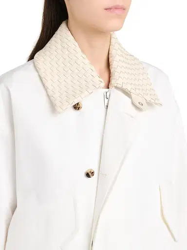 Bottega Veneta Women's Intrecciato-Collar Cotton Blouson Jacket - White | Thumbnail 7 Bottega Veneta Women's Intrecciato-Collar Cotton Blouson Jacket - White | Thumbnail 7
