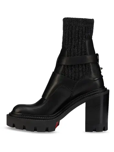 Christian Louboutin Women's Cortinetta College Leather 100MM Zipped Booties - Black | Thumbnail 3 Christian Louboutin Women's Cortinetta College Leather 100MM Zipped Booties - Black | Thumbnail 3