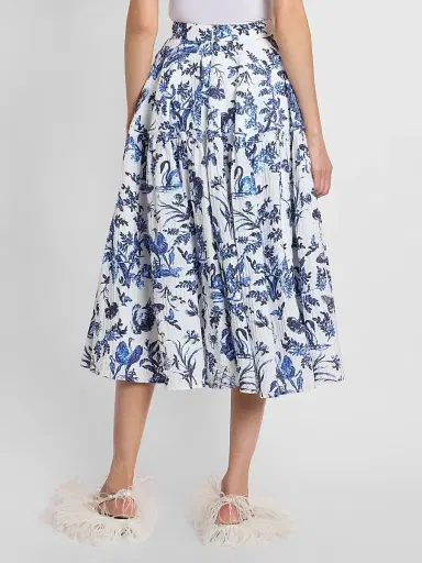 Erdem Women's Printed Crinkled Midi Skirt - Ink Blue | Thumbnail 3 Erdem Women's Printed Crinkled Midi Skirt - Ink Blue | Thumbnail 3