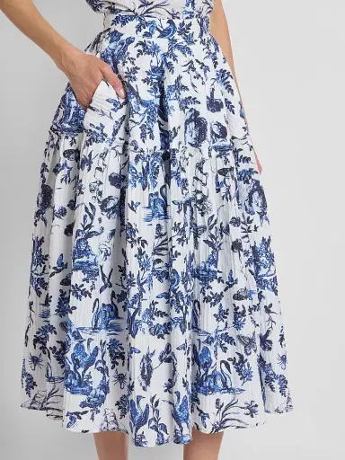 Erdem Women's Printed Crinkled Midi Skirt - Ink Blue | Thumbnail 5 Erdem Women's Printed Crinkled Midi Skirt - Ink Blue | Thumbnail 5