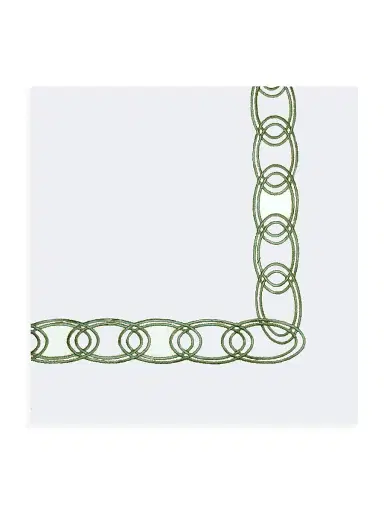 Nomi K Chain Border Linen Napkin Set of 4 - Green | Thumbnail 1 Nomi K Chain Border Linen Napkin Set of 4 - Green | Thumbnail 1