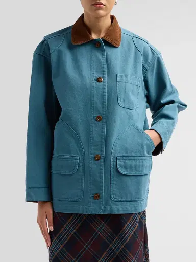 DÔEN Women's Pascale Contrast Collar Jacket - Caspian Blue | Thumbnail 4 DÔEN Women's Pascale Contrast Collar Jacket - Caspian Blue | Thumbnail 4