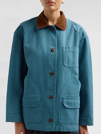 DÔEN Women's Pascale Contrast Collar Jacket - Caspian Blue | Thumbnail 5 DÔEN Women's Pascale Contrast Collar Jacket - Caspian Blue | Thumbnail 5