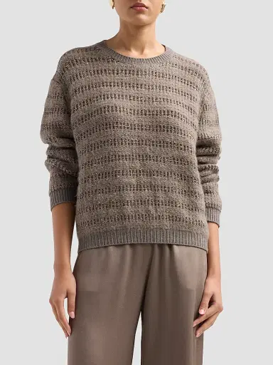 Fabiana Filippi Women's Sequined Striped Wool-Blend Sweater - Falcon | Thumbnail 4 Fabiana Filippi Women's Sequined Striped Wool-Blend Sweater - Falcon | Thumbnail 4