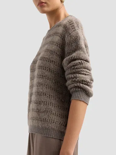 Fabiana Filippi Women's Sequined Striped Wool-Blend Sweater - Falcon | Thumbnail 5 Fabiana Filippi Women's Sequined Striped Wool-Blend Sweater - Falcon | Thumbnail 5