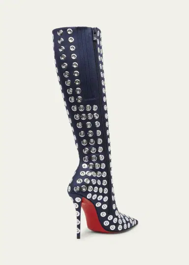 Christian Louboutin 100mm Miss Z Crystal Silk Knee Boots | Thumbnail 2 Christian Louboutin 100mm Miss Z Crystal Silk Knee Boots | Thumbnail 2