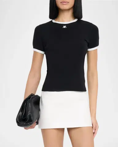 Courreges Signature Contrast T-Shirt | Thumbnail 2 Courreges Signature Contrast T-Shirt | Thumbnail 2