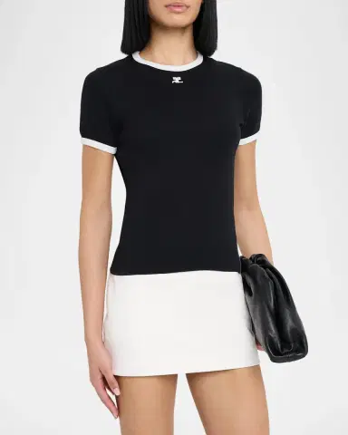 Courreges Signature Contrast T-Shirt | Thumbnail 4 Courreges Signature Contrast T-Shirt | Thumbnail 4