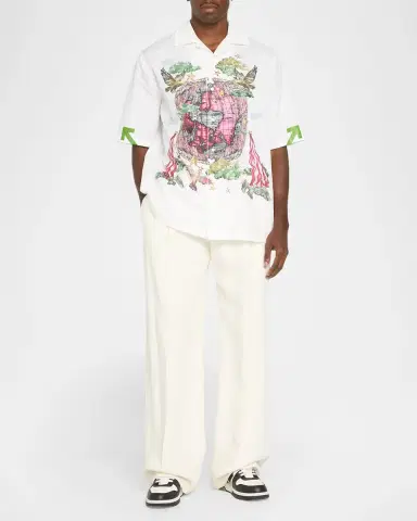 Off-White Men's Dream World Poplin Short-Sleeve Shirt | Thumbnail 2 Off-White Men's Dream World Poplin Short-Sleeve Shirt | Thumbnail 2