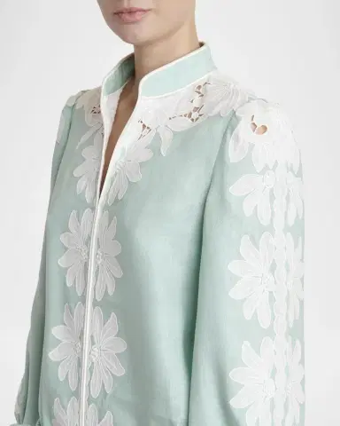 Valentino Garavani Floral Embroidered Linen Belted Midi Dress | Thumbnail 5 Valentino Garavani Floral Embroidered Linen Belted Midi Dress | Thumbnail 5